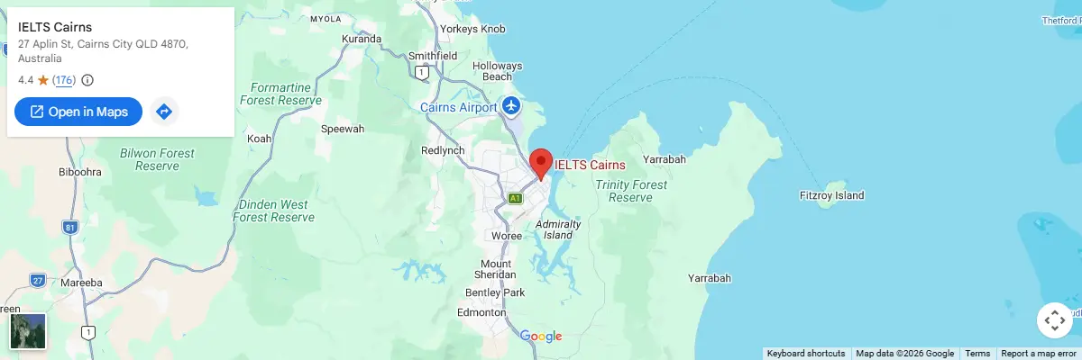 Map of IELTS test centres in Cairns