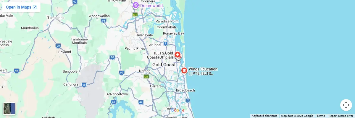Map of IELTS test centres in Gold Coast