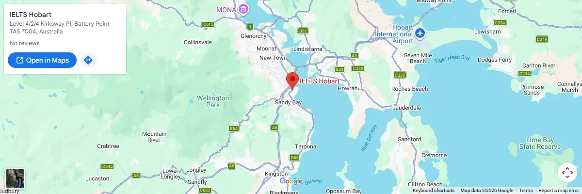 Map of IELTS test centres in Hobart