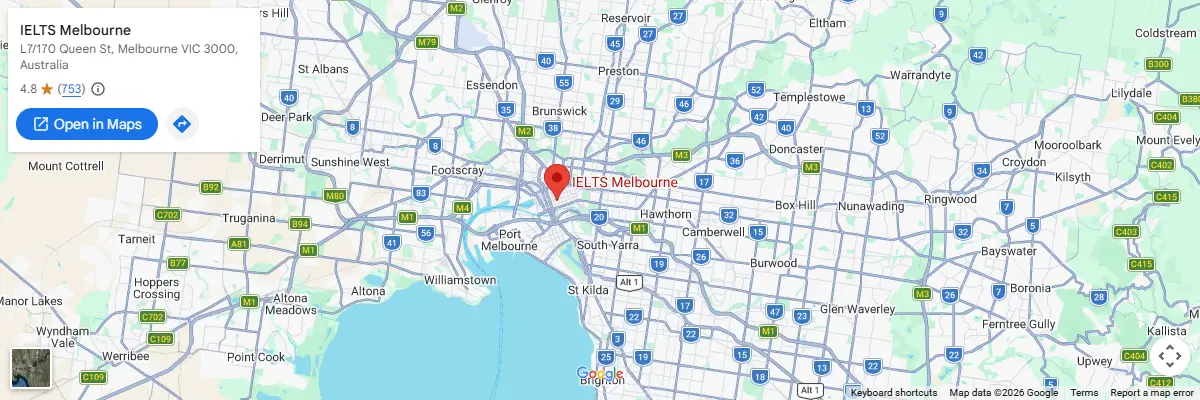 Map of IELTS test centres in Melbourne
