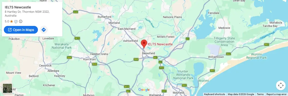 Map of IELTS test centres in Newcastle