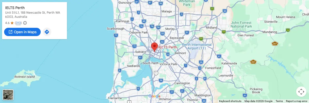 Map of IELTS test centres in Perth