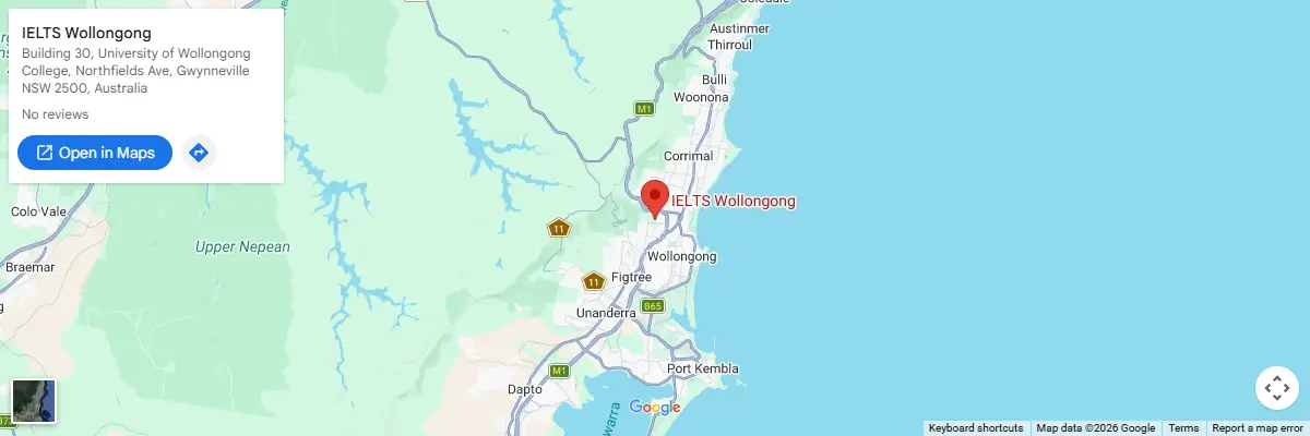 Map of IELTS test centres in Wollongong