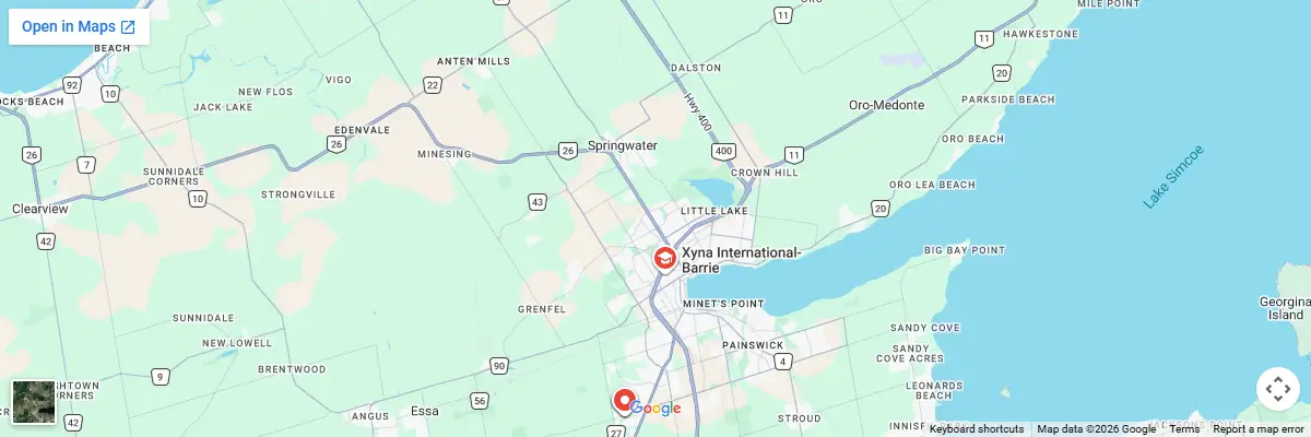 Map of IELTS test centres in Barrie