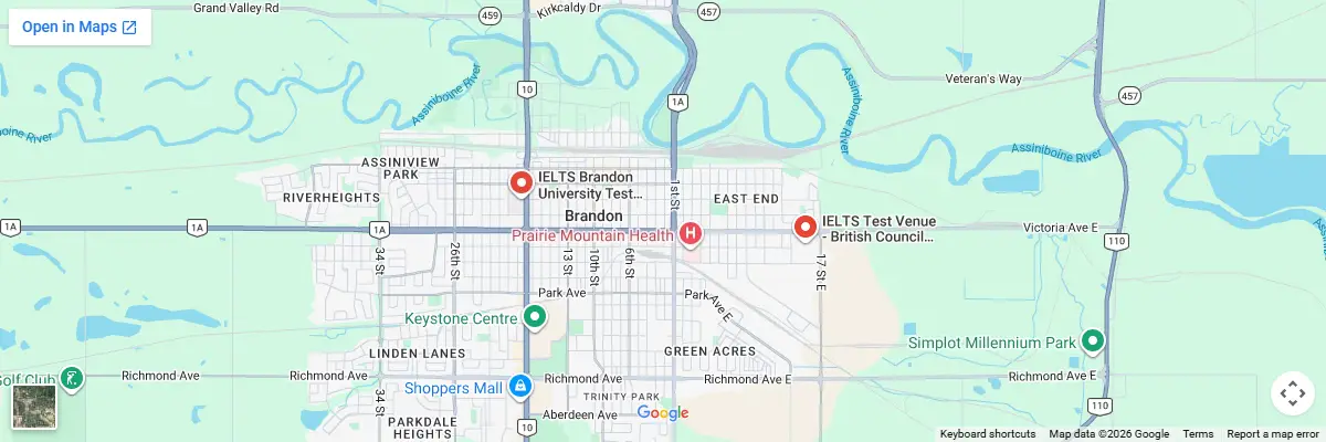 Map of IELTS test centres in Brandon