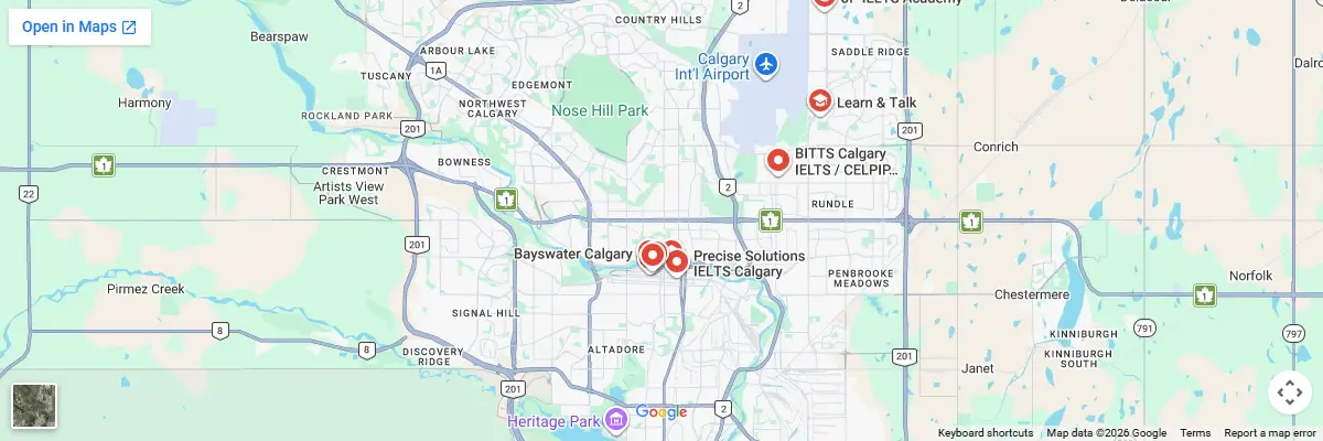 Map of IELTS test centres in Calgary