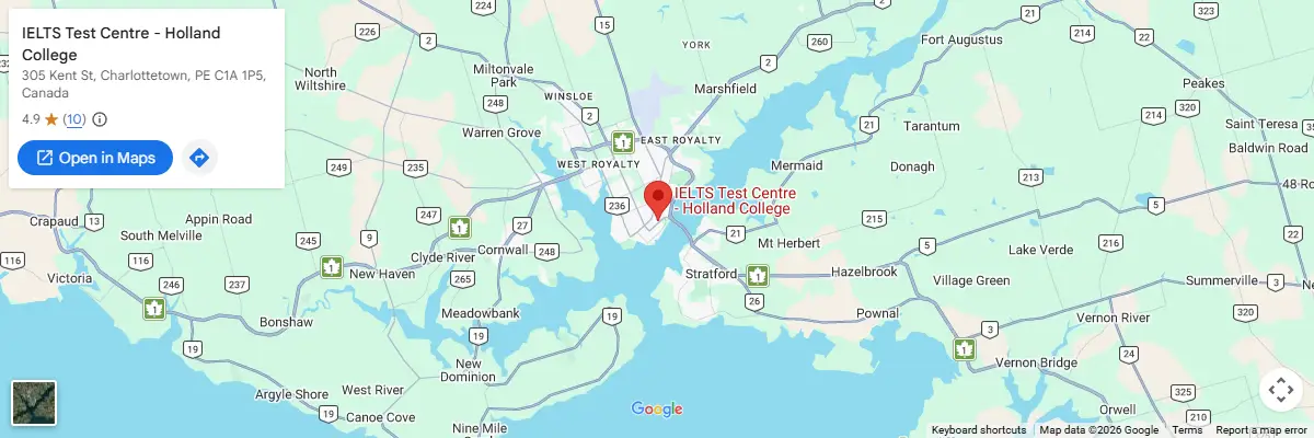 Map of IELTS test centres in Charlottetown