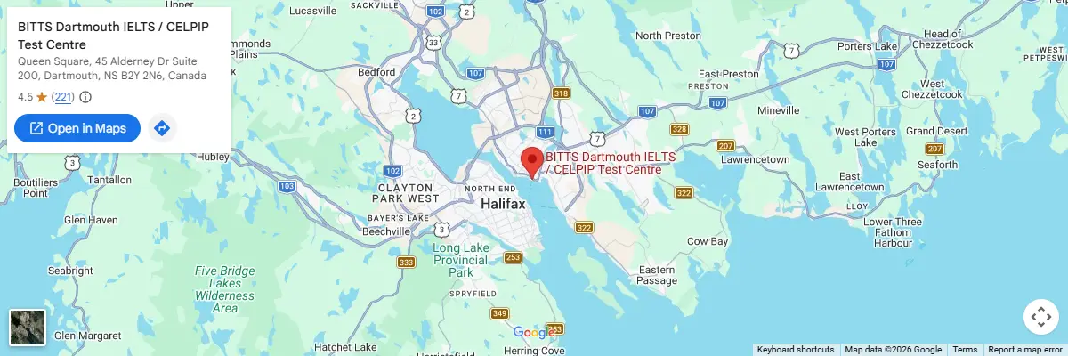 Map of IELTS test centres in Dartmouth