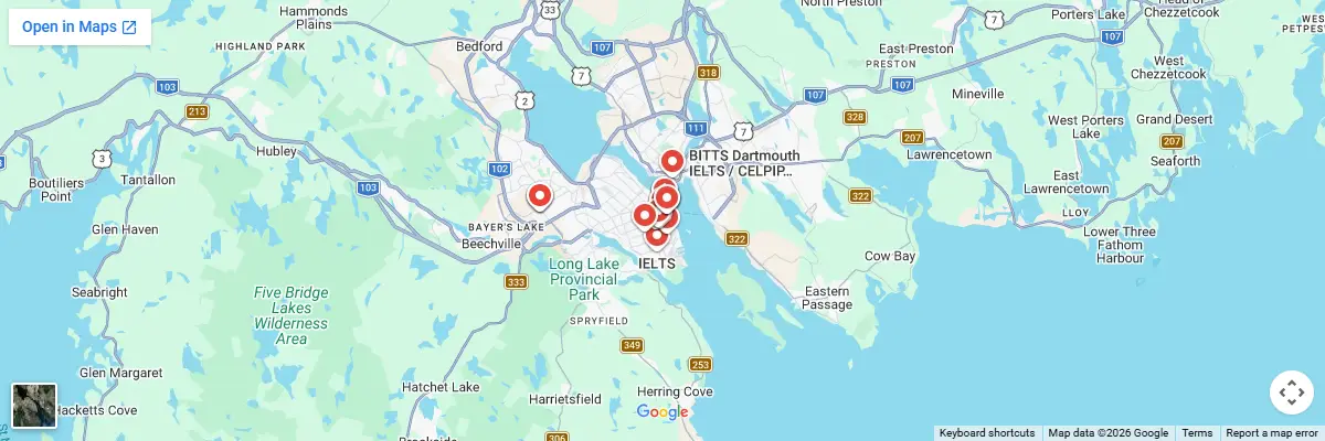 Map of IELTS test centres in Halifax