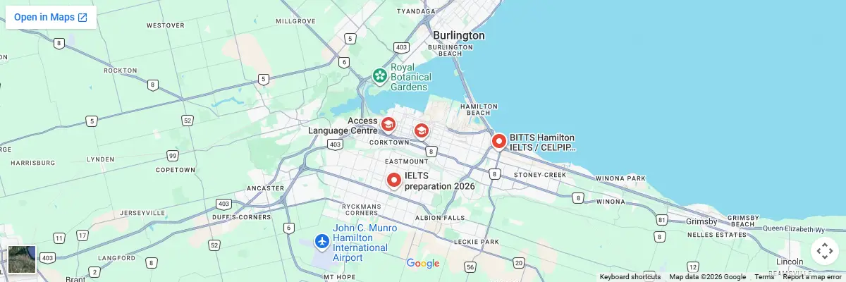 Map of IELTS test centres in Hamilton