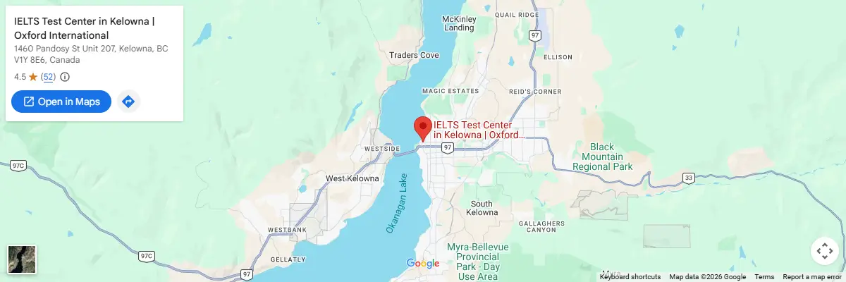 Map of IELTS test centres in Kelowna