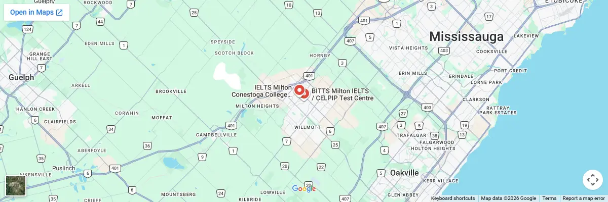 Map of IELTS test centres in Milton