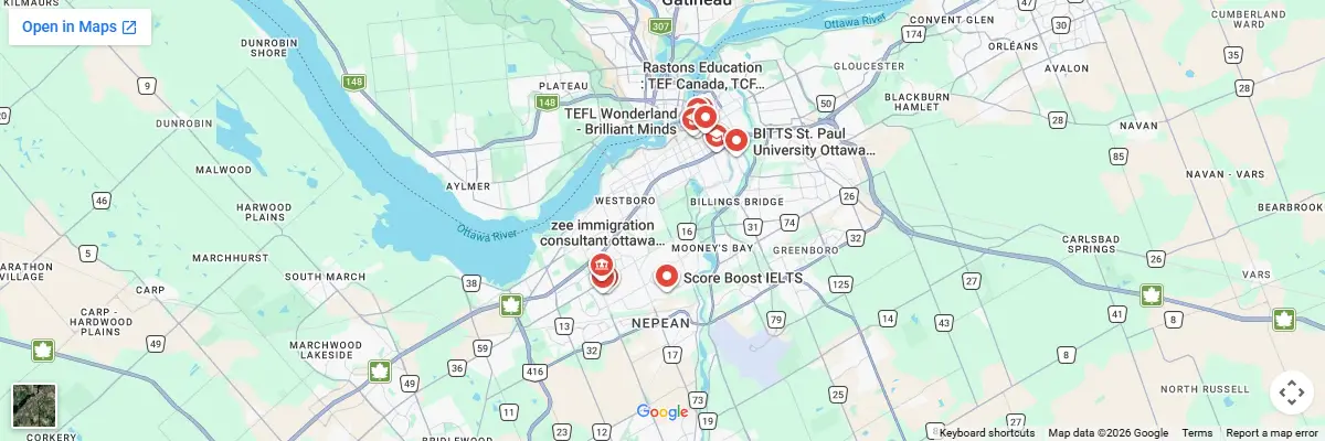 Map of IELTS test centres in Ottawa