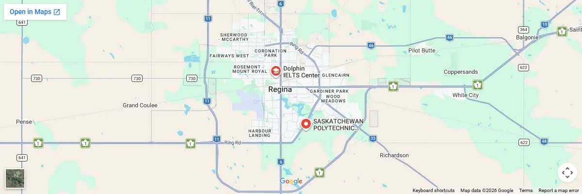 Map of IELTS test centres in Regina