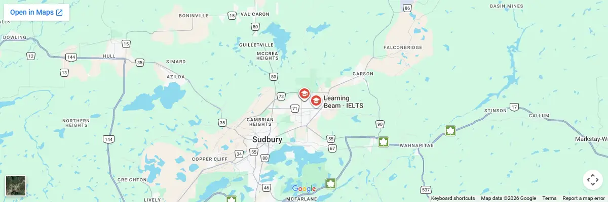Map of IELTS test centres in Sudbury