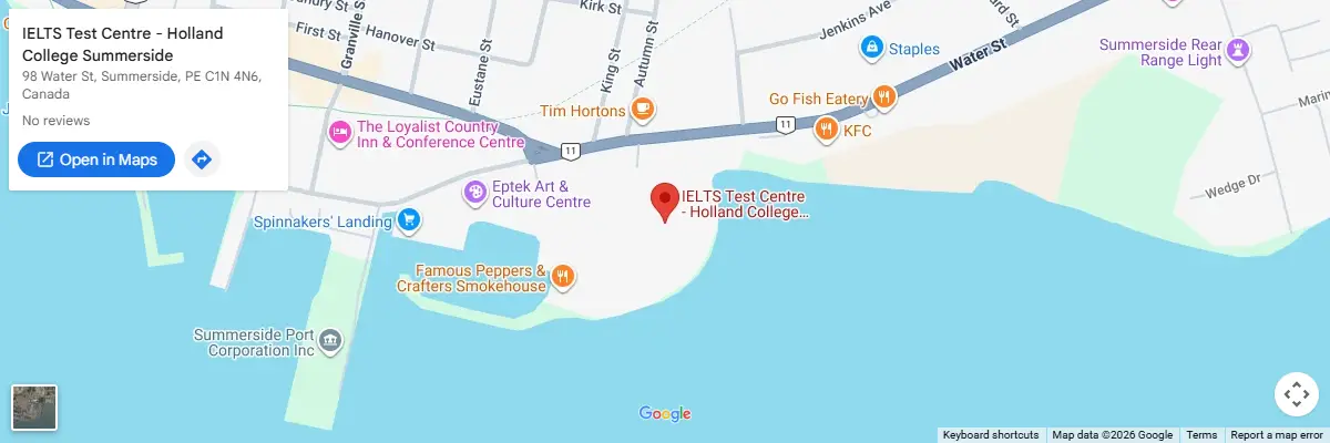 Map of IELTS test centres in Summerside