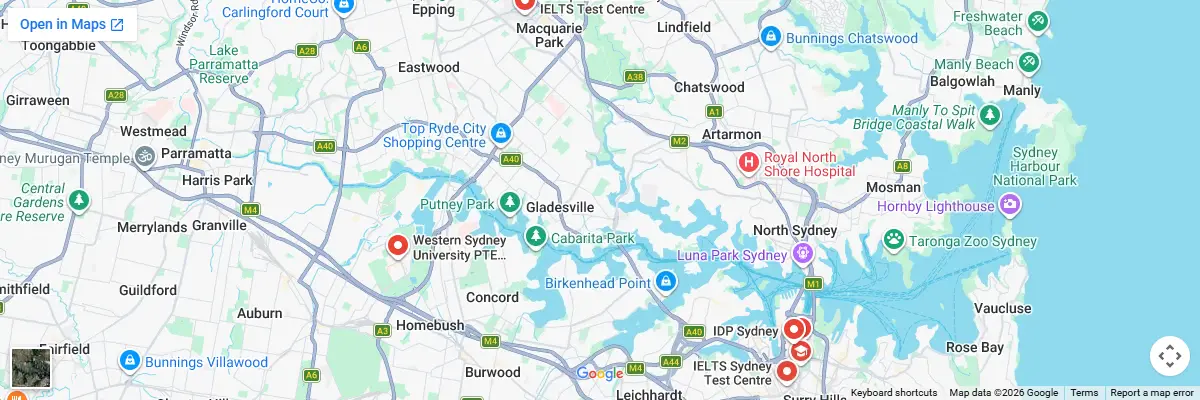 Map of IELTS test centres in Sydney (Nova Scotia)