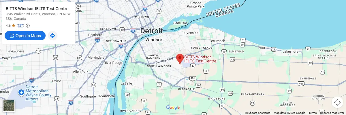 Map of IELTS test centres in Windsor
