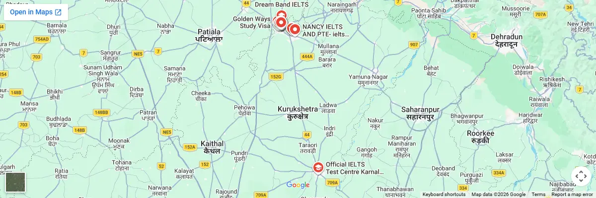 Map of IELTS test centres in Ambala
