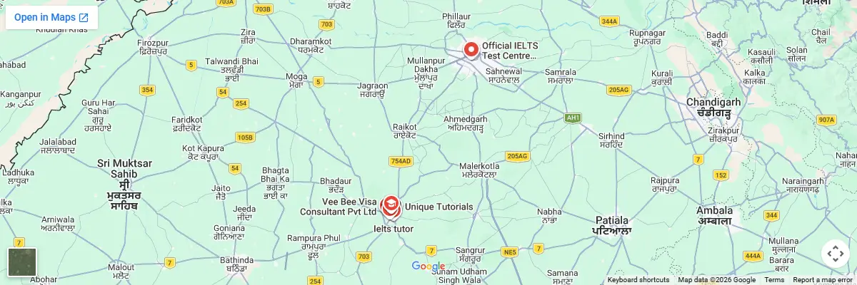 Map of IELTS test centres in Barnala