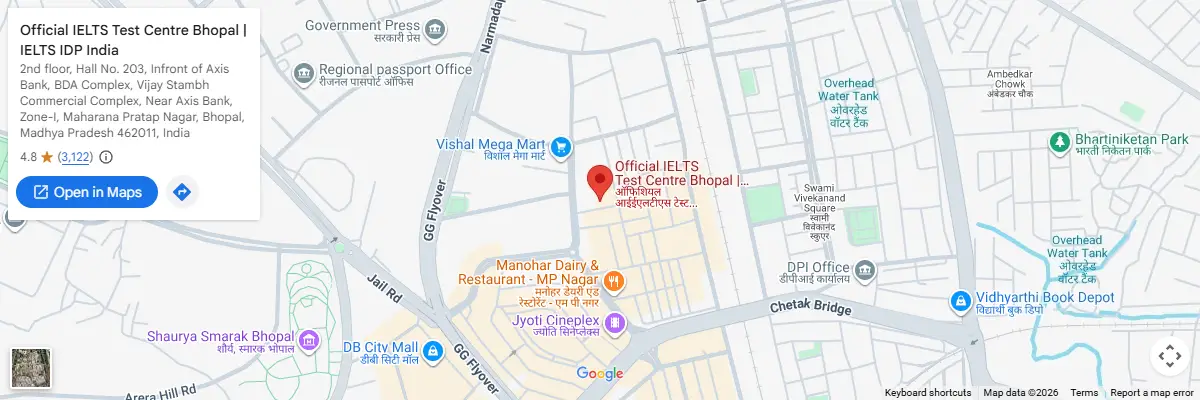 Map of IELTS test centres in Bhopal