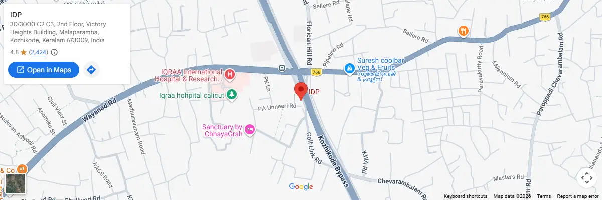 Map of IELTS test centres in Calicut