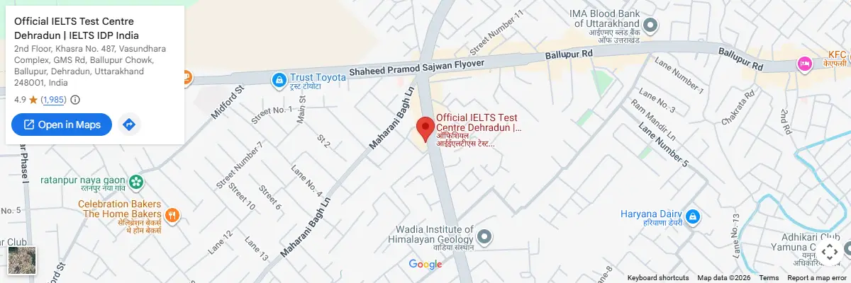 Map of IELTS test centres in Dehradun