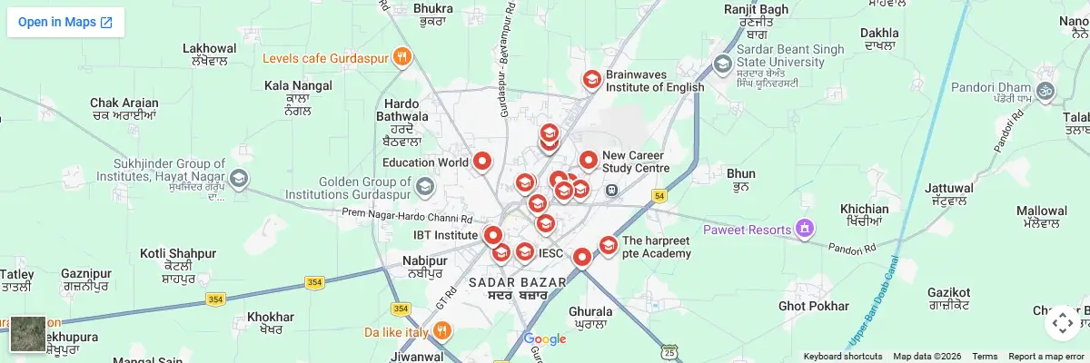 Map of IELTS test centres in Gurdaspur