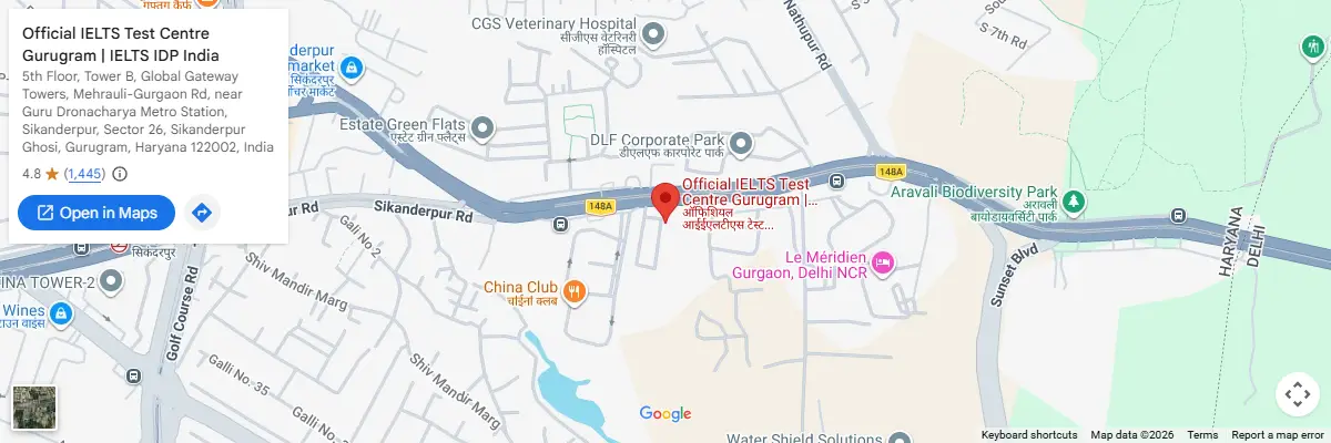 Map of IELTS test centres in Gurugram