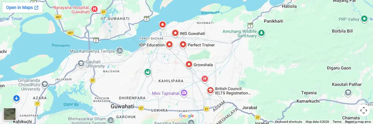 Map of IELTS test centres in Guwahati