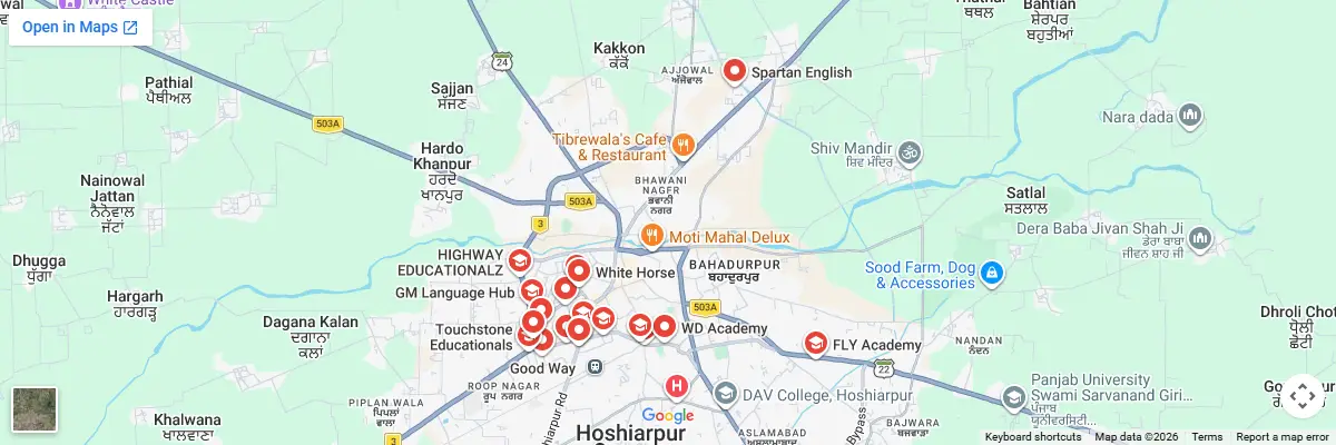 Map of IELTS test centres in Hoshiarpur