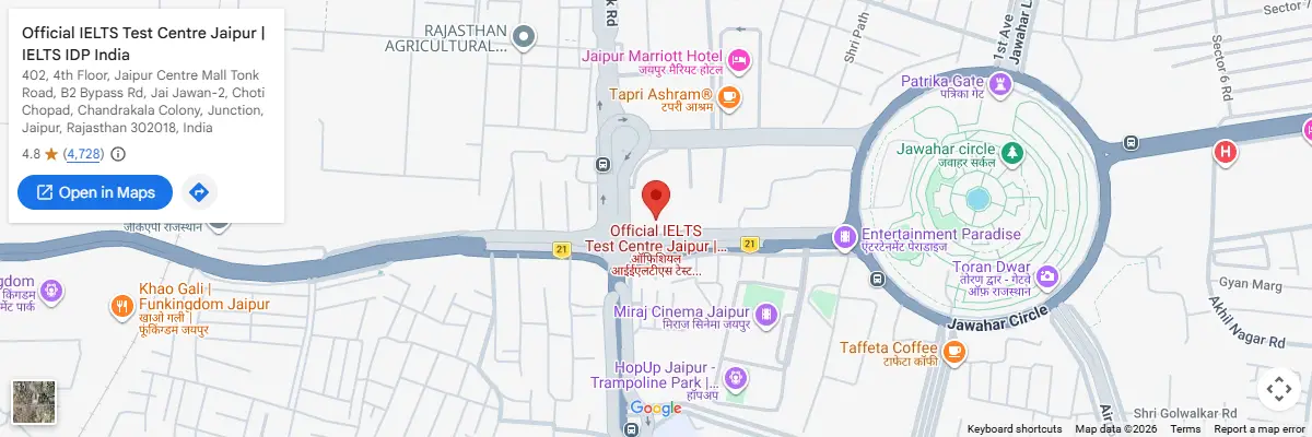 Map of IELTS test centres in Jaipur