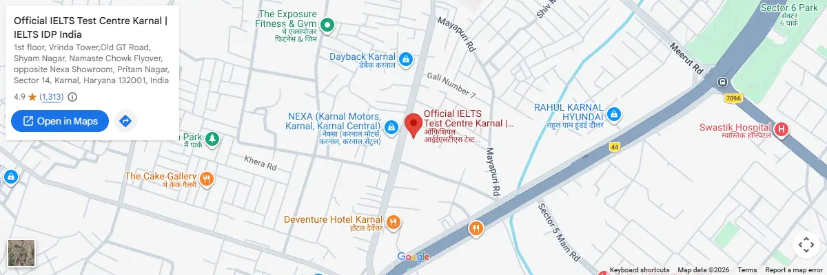 Map of IELTS test centres in Karnal