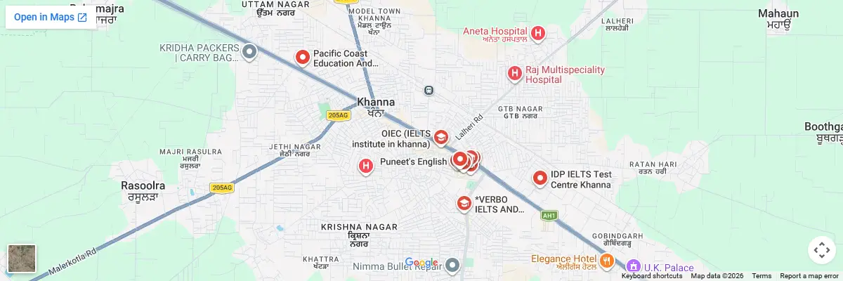 Map of IELTS test centres in Khanna