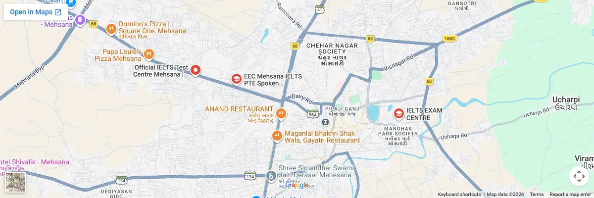 Map of IELTS test centres in Mehsana