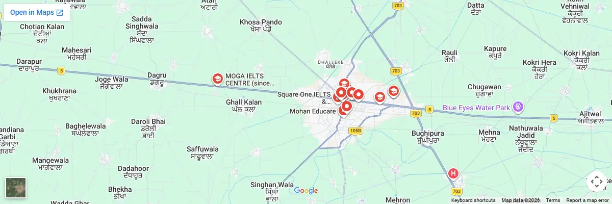 Map of IELTS test centres in Moga