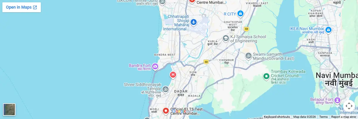 Map of IELTS test centres in Mumbai