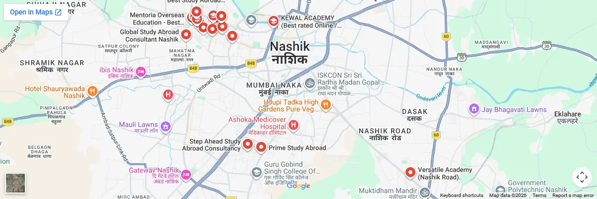 Map of IELTS test centres in Nashik