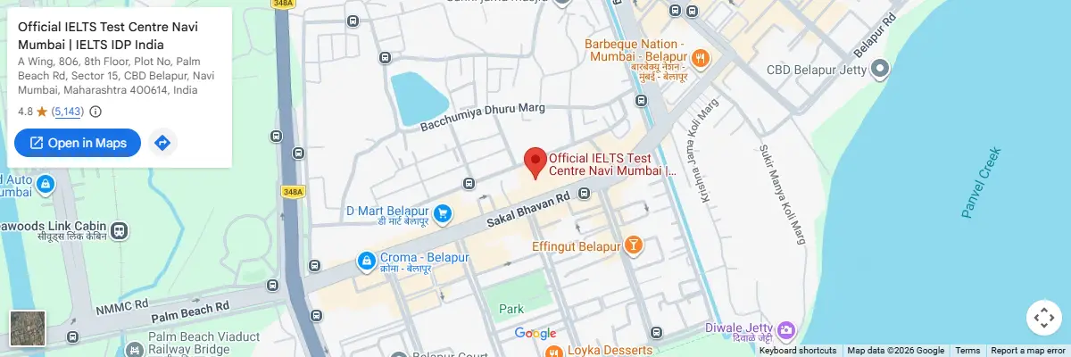 Map of IELTS test centres in Navi Mumbai