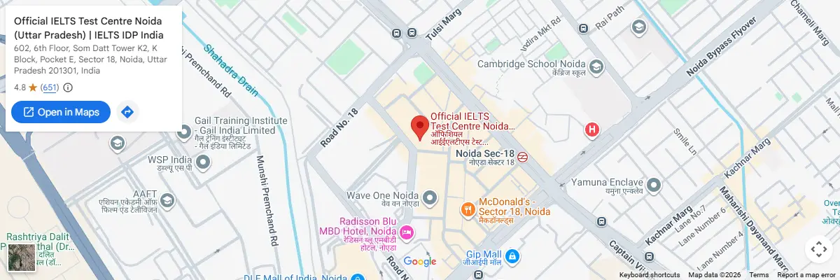 Map of IELTS test centres in Noida