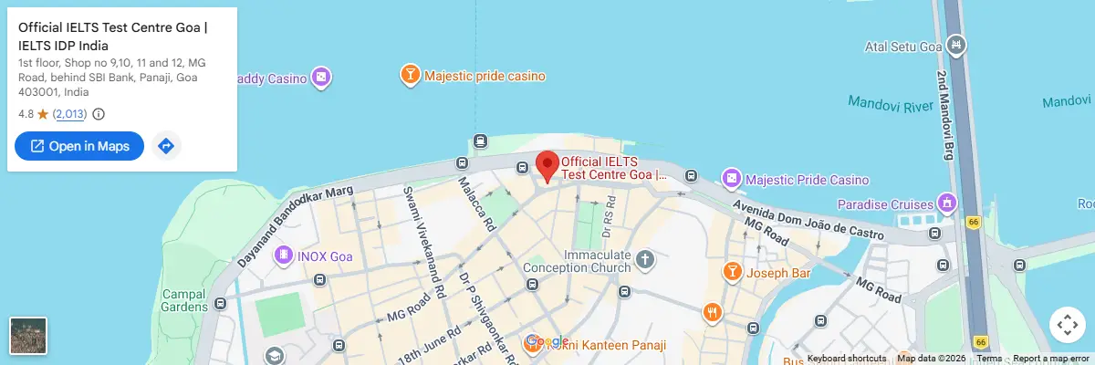 Map of IELTS test centres in Panaji