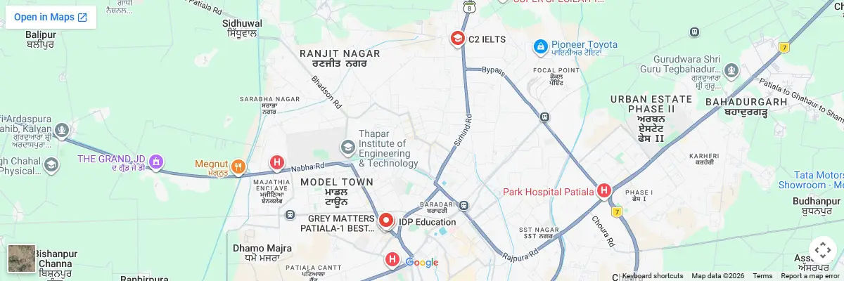 Map of IELTS test centres in Patiala
