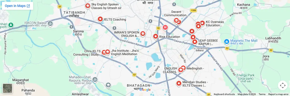 Map of IELTS test centres in Raipur