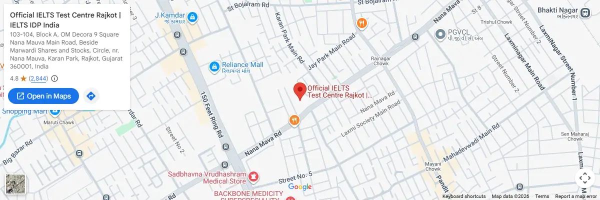 Map of IELTS test centres in Rajkot