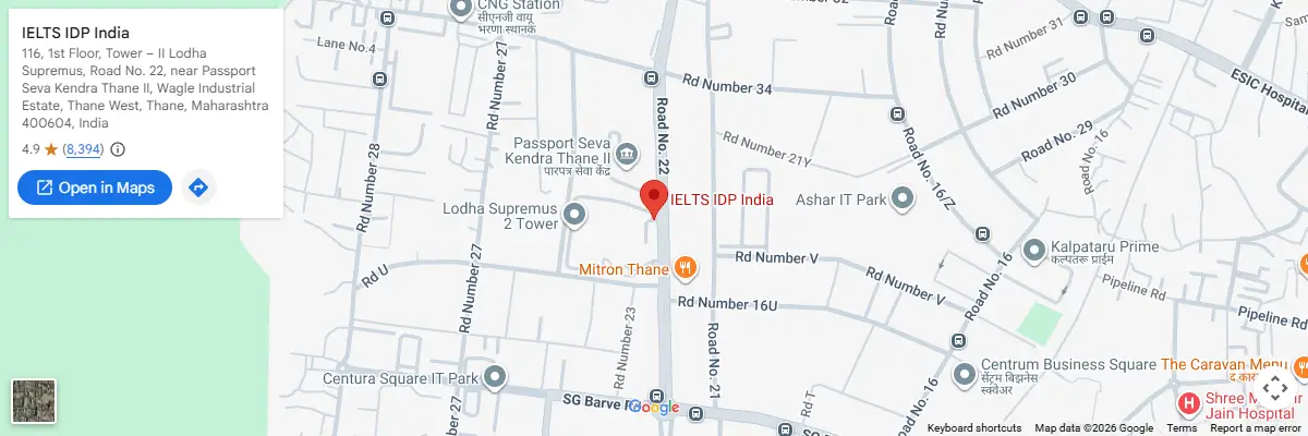 Map of IELTS test centres in Thane