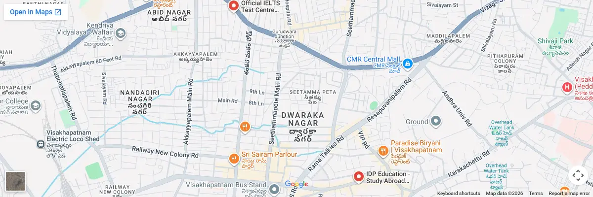 Map of IELTS test centres in Visakhapatnam
