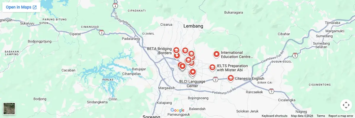 Map of IELTS test centres in Bandung