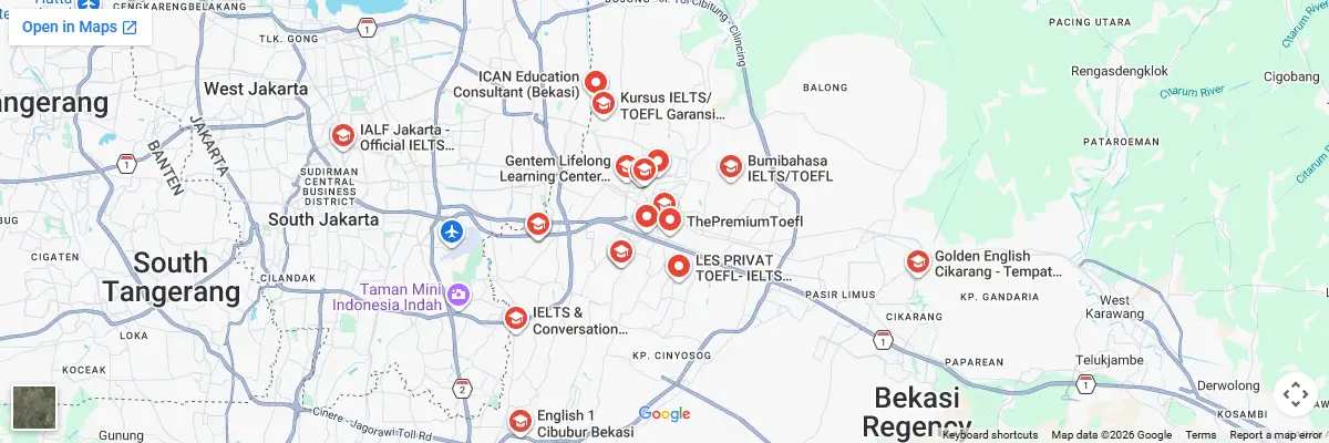 Map of IELTS test centres in Bekasi