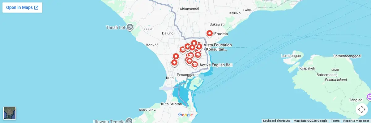 Map of IELTS test centres in Denpasar