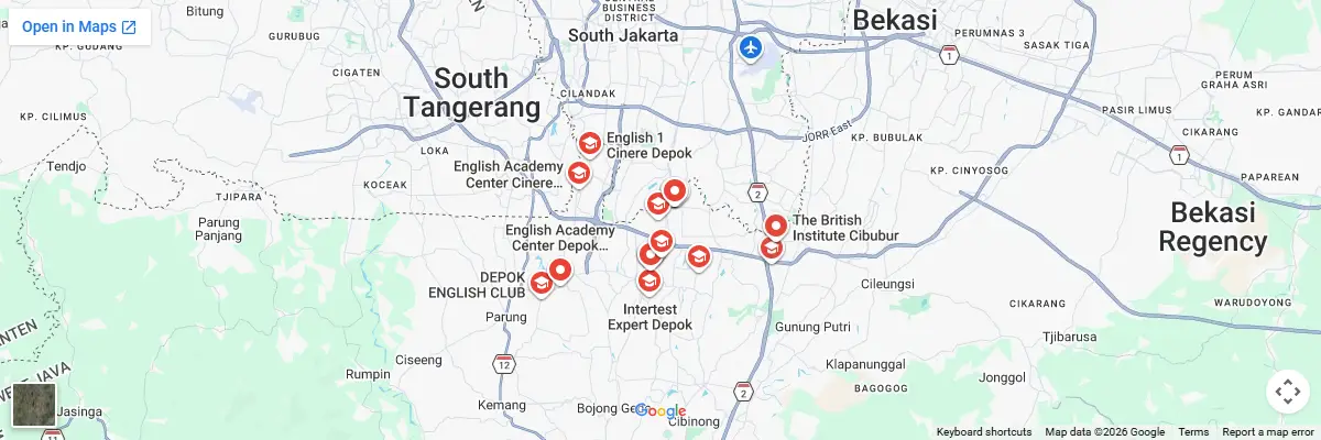 Map of IELTS test centres in Depok